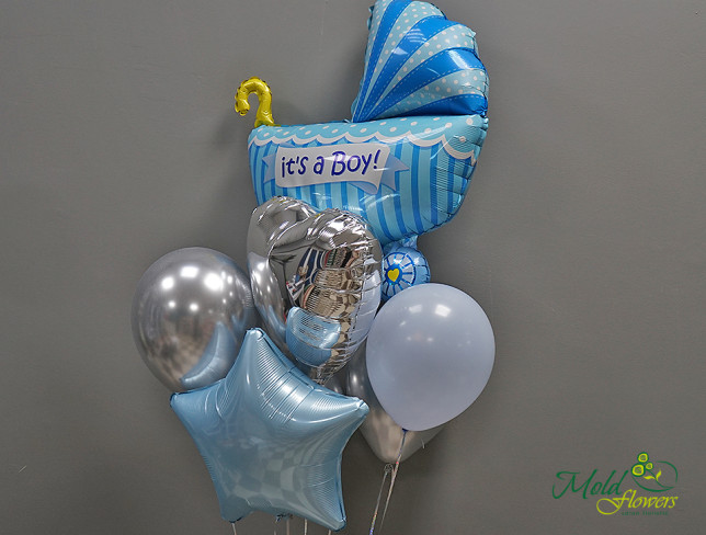 Набор из синих, серебряных шаров "It's a Boy" Фото
